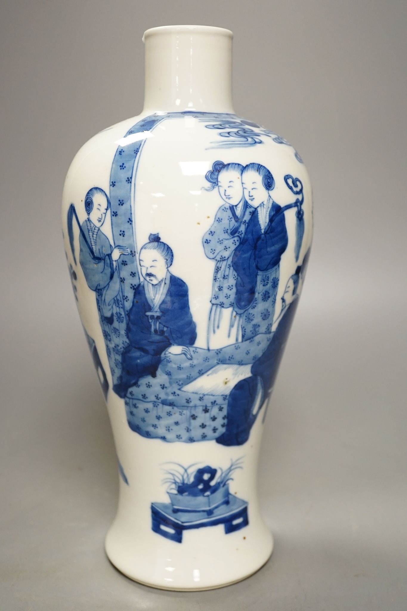 A Chinese underglaze blue baluster vase, 30 cms high.